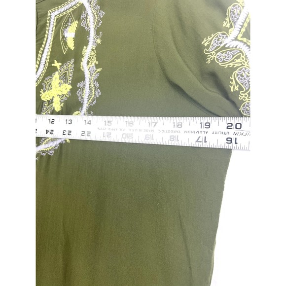 One World Live and Let Live Y2K Size Small Green Boho Fairycore Top - Picture 4 of 9